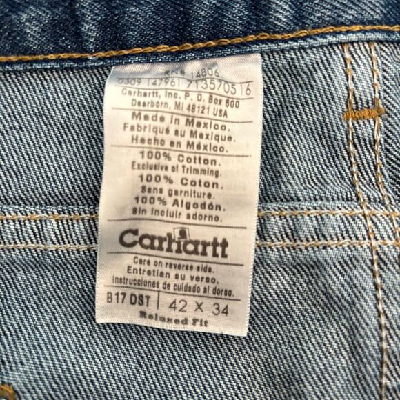 Carhartt B17 Men's 42x34 Relaxed Fit Tapered Leg Work Carpenter Denim Jeans*READ - Picture 3 of 11
